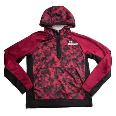 Russell Boys Sudadera con Capucha Sudadera Cuarto Cremallera Manga Larga Rojo Negro XL 14 16 Foto 1 de 4