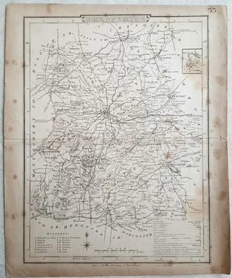 ANTIQUE SHROPSHIRE COUNTY MAP 1840s FOR "Proposed Railways" - Image 1 of 2