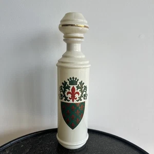 Vintage Old Fitzgerald Fleur De Lis Whiskey Bottle Glass Decanter Bar Decor - Picture 1 of 18