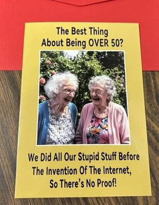 "Tarjeta de felicitación interior en blanco divertida de cumpleaños de más de 50 años 4,6 x 6,6""" - Imagen 1 de 10