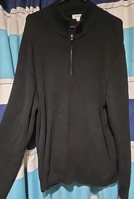 Suéter de punto de algodón con cremallera 1/4 negro XXL Calvin Klein para hombre Foto 1 de 3