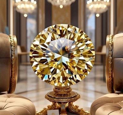 Natural Yellow Color Lab grown loose Diamond 1Ct Round Making VVS1 Y010 - Image 1 of 4