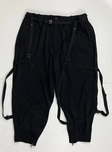 Y-3 Yohji Yamamoto Adidas Parachute Jogger Pants Large Black Straps Belted Mens - Picture 1 of 12