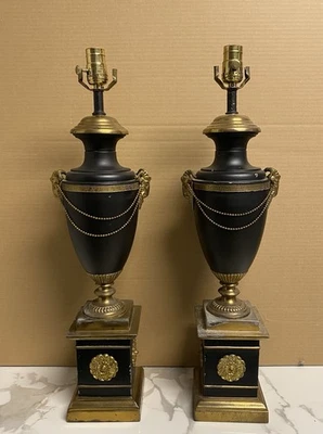 ANTIQUE EMPIRE STYLE URN TABLE LAMPS - Image 1 of 4