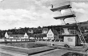 AK Alfeld Leine Schwimmbad Postkarte 1958 - Picture 1 of 2
