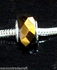10 Oro Metalizado Vidrio Cuentas Agujero Grande Para Europeo Charm Pulseras & - Imagen 1 de 1