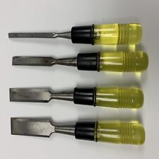 Chisels Yellow Handle Set of 4:   1/4"   1/2"   3/4"  1" Clear PVC Vintage