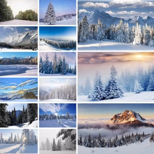 Tree Backdrops Cloth Winter Snow Forest Photography Background Props Decor - Picture 1 of 28