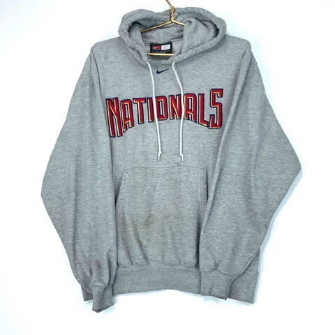 Washington Nationals Vintage Nike Center Swoosh Hoodie Medium Gray Mlb Baseball Cover