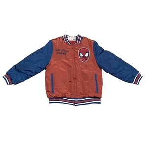 Marvel Spider-Man Web Slinger Varsity Bomber Puffer Jacket Coat Red Blue Kid 7/8 - Picture 1 of 6