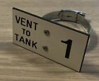 WHITE VENT NUMBER SIGN FOR PETROL STATIONS, TANK NO 1 WITH CLIP