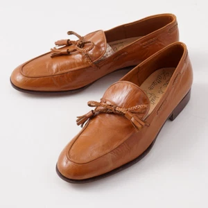 Silvano Lattanzi Tan Leather Braided Leather Tassel Loafers US 8 Dress Shoes - Picture 1 of 6