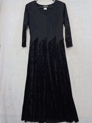 Vestido De Colección Años 80 Mixto Media Terciopelo Negro M Manga Larga Gótico Vampiro Hechizado Foto 1 de 4