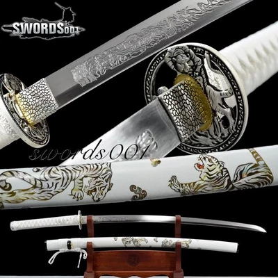 Espada Tigre Hecha a Mano T10 Hoja Grabada Acero Japonés Samurai Katana Afilada Foto 1 de 4