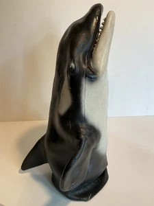 Vintage 1993 Mask Illusions Latex rubber Hand Puppet Orca Whale Black White - Picture 1 of 9