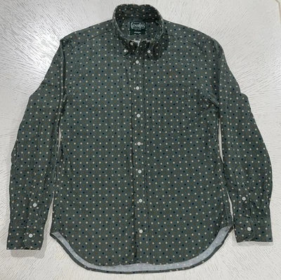 Gitman Bros Long Sleeve Corduroy Shirt Men’s Medium Green Polka Dot Casual - Image 1 of 4