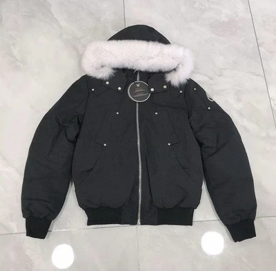 (BRAND NEW) Moose Knuckles Ballistics Bomber Jacket WHITE FUR Size Extra Small - Image 1 of 4
