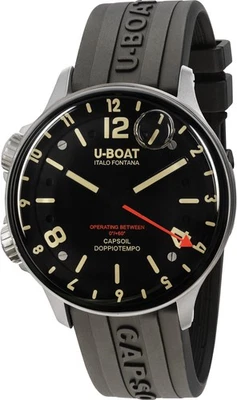 U-Boat 8769/B Capsoil Doppiotempo silver black Rubber Men's Watch NEW - image 1 of 4