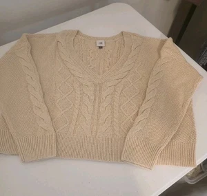 Neu mit Etikett CAbi Cropped-Pullover Haferflocken Zopfmuster Stil #5636 Größe L - Bild 1 von 4