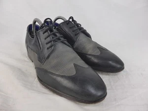 Bugatti Formal Leather Derby Shoes Black Grey Mens Size EU 42 UK 8 - Picture 1 of 13