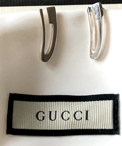 Gucci Logo Dangle Earrings Earwires Sterling Silver 925 Made in Italy - Picture 1 of 4