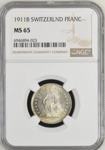 Switzerland 1 Franc 1911. NGC MS65 - Picture 1 of 2