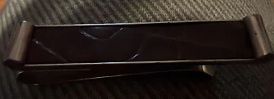 Vintage de CARA Tie Bar With Brown Leather And Silver Metal - Image 1 of 2
