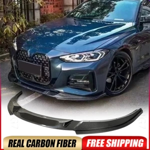 Fits BMW 2021-24 4 Series G26 440i M Sport REAL Carbon Front Bumper Lip Spoiler - Picture 1 of 14