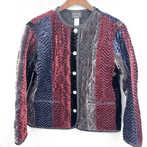 Koos Of Course Jacket Womens Small Patchwork Silk Blend Boho Cottageore VTG - Picture 1 of 13