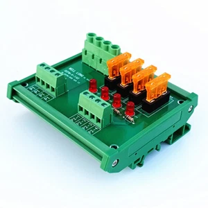 DIN Rail Mount 4 Position Fuse Power Distribution Module Board AC/DC 5~32V. - Picture 1 of 8
