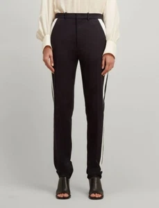 NUEVO CON ETIQUETAS PANTALONES JOSEPH ALGODÓN SARGA TIRANTES LATERALES AZUL MARINO/CRUDO TALLA 36 UK 8 PRECIO DE VENTA SUGERIDO POR EL FABRICANTE £295 - Imagen 1 de 7