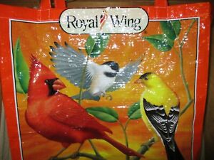 UPCYCLE - Orange - Cardinal other Birds - Recycled Feed Bag -Grocery Market Tote