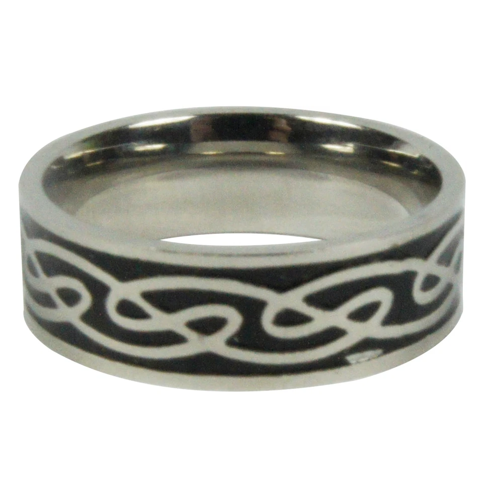 INOX JEWELRY Mens Stainless Steel Tribal Wave Allover Design Size 8-12 NEW - Image 1 of 1