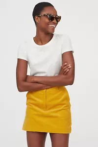 H&M Trend Baumwoll Cord Rock in Gelb Größe EUR 34 / US 2 - Bild 1 von 4
