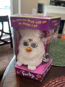 Furby Tiger  - 1998  White/Pink Ears Blue Eyes NOT WORKING