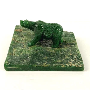 Gorgeous Alaskan Hand-Carved Kobuk Valley Jade Bear & Rough Slab 556-Grams! - Picture 1 of 10
