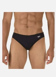 NWT Speedo Men's Swimsuit Brief PowerFlex Eco Solar Black Logo Size 28 - Picture 1 of 11