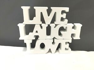 Sass & Belle White Wood Live Laugh Love Sign Plaque Reduced to Clear