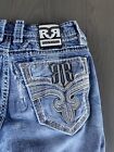 Rock Revival Jeans Slim Straight Mens 31 Mid Blue Premium Stretch Designer Denim