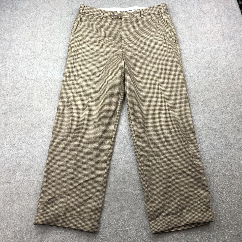 Brooks Brothers Pantalones Para Hombres 34 Lana Pata de Gallo Cuadros Vestido Clásico Hecho en Foto 1 de 4