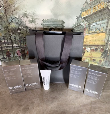 NUEVA Crema La Prairie Skin Caviar Luxe 4x 5 ml/0,17 oz Muestra Tamaño de Viaje + BOLSA DE REGALO Foto 1 de 3