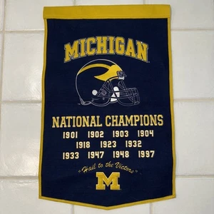 Michigan University Wolverines Football Dynasty 24x36 Wool Banner Winning Streak - Picture 1 of 5