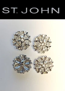 St John Knits Small Silver Tone Star Shaped Ice Crystal Replacement Buttons (4) - Picture 1 of 1