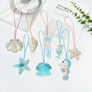 3D Sea Horse Starfish Hanging Rope Handmade Patches Keychain Bag Accessories - Picture 1 of 22