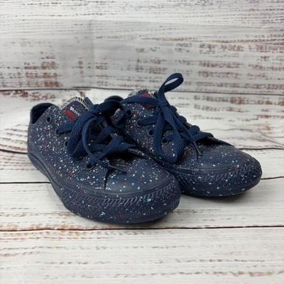 Zapatilla deportiva Converse Paint Splatter juvenil talla 12 Chuck Taylor parte superior baja azul rojo niños Foto 1 de 4