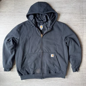 Carhartt Felpa con Cappuccio Trapuntata Media Nera Full Zip Uomo XL Abbigliamento da Lavoro Relaxed Fit - Foto 1 di 8