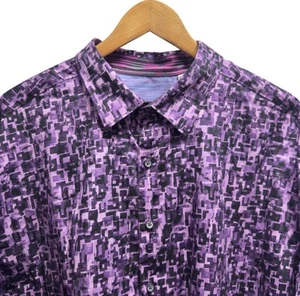 Robert Graham Herren Größe 2XL lila geometrisch Flip Manschette Baumwolle Elasthan Hemd euc - Bild 1 von 5