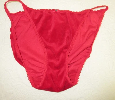 VICTORIA'S SECRET 1990 TERCIOPELO ROJO MEGA HI CUT cuerda bikini bragas talla L/7 Foto 1 de 4