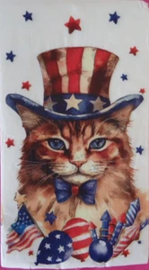 10 Napkins Cat Patriotic 4th of July firecracker Decoupage Crafts Journals Cards - Picture 1 of 2