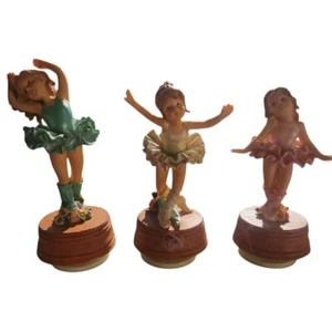 Bailarinas musicales vintage cuerda VERDE ROSA multicolor amarillo tutú coleccionistas - Imagen 1 de 2